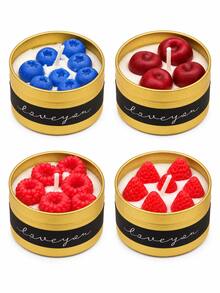 1pc Gold Tin Can Decorative Scented Candle, Berry Shaped Wax Design With Red Cherry And Strawberry Details, Bedroom Desk Aesthetic Home Decor, Cute Birthday Housewarming Gift For Her - Multiple Styles - View 7