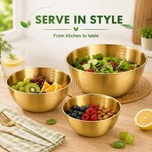 1pc/3pcs Stainless Steel Mixing Bowls - Durable Multi-Purpose Kitchen Bowls, Suitable For Cooking, Baking, Food Storage - Perfect For Christmas, Halloween, Easter, Thanksgiving, Christmas, Thanksgiving - Multicolor - View 12