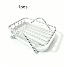 1pc/Stainless Steel Soap Dish, Soap Holder With Self-Draining Function, Includes Removable Drainage Tray; Suitable For Bathroom Or Kitchen Sink Metal Countertop Soap Holder. - Silver - View 11