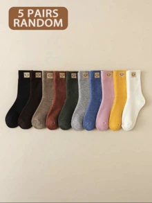 1/3/5/8 Pasang Kaos Kaki Fleece Tebal Wanita, Kaos Kaki Musim Dingin Hangat, Kaos Kaki Fleece Tebal Ukuran Besar, Warna Polos Acak, Pola Geometris dan Pola Wajah, Elegan dan Nyaman, Tahan Dingin dan Salju, Cocok untuk Pakaian Kasual Sehari-hari Musim Gugur/Musim Dingin, Hadiah Natal - MultiWarna - View 12