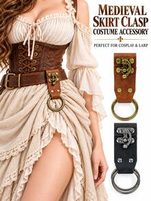 Medieval Renaissance Dress Clip, Vintage PU Leather Dress Buckle, Halloween Pirate Viking Elf Costume Accessory - A - View 1