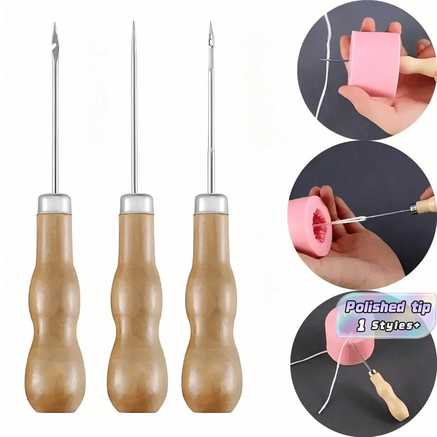 1 Set Multi-Function Candle Making Perforation Tool - DIY Candle Punching Tool, Round Hole Conical Hook, Suitable For Silicone Molds, Adult Candle Making Kit, Shoes And Artificial Repair - Practical Candle Punching Auxiliary Wooden Tool - Multiple Styles - View 1