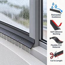 1pc 1M/1.5M/2M Window Waterproof Self-Adhesive Rain Guard Sealing Tape, Flexible Weather-Resistant Window Edge Sealing Strip, Suitable For Sliding Doors Balcony Window Frames, Home Rain Guard Water-Blocking Strip - A-Black - View 6