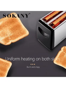 SOKANY 016S Home Toaster, Fully Automatic 2-Slice, High Power, 6-Level Heat, Adjustable Temperature, Fast Toasting, Stainless Steel Material, Perfect For Home Use, Kitchen Appliances, Toaster Oven, Toaster 2 Slice - Black - View 2