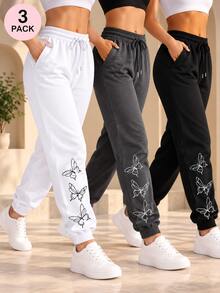 Women Sweatpants - Black Gray Strong White - View 2
