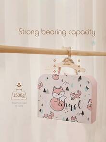 Customized Text Bear Wooden Children's Clothes Hanger, Durable Baby Clothes Drying Rack, Bedroom Closet Wardrobe Home Dorm Storage Organizer - Multicolor - View 5