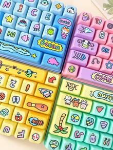 26-Key Minimalist Cartoon Stress-Relief Keyboard Toy, Fidget Keychain, Creative Tactile Click Toy, Satisfying Click Sensation, Portable Stress-Relief Button Toy, Bag Charm, Fun Gift, Clickable Stress Toy, Party Favor, Stress-Relief Desk Decoration - Multicolor - View 2
