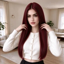 28 Inch Women's Burgundy Middle Part Long Straight Wig, Adjustable Breathable Mesh Cap, Easy And Comfortable To Wear, Suitable For Daily Wear, Holiday Parties, Cosplay, - Burgundy - View 1