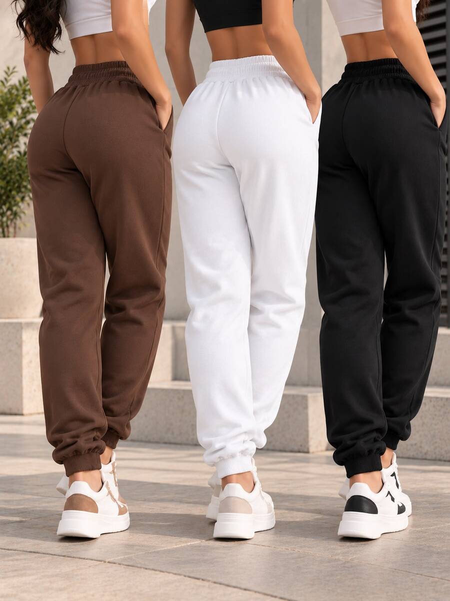 Women Sweatpants - Black White Brown - View 1