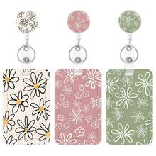 1pc Retractable Badge Holder With Retractable Reel, Floral Pattern, Suitable For Nurses, Teachers, Students, Office Staff And Unisex ID Card, Badge Clip - Multicolor - View 2