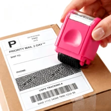 1pc Address Masking Roller Stamp - Anti-Theft & Privacy Security Confidential Data Protector, Red - Red - View 1