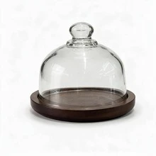 1pc/4pcs Mini Dessert Serving Tray Platter With Glass Dome, Wooden Cake Stand Display - Mini Cake Plates - View 12