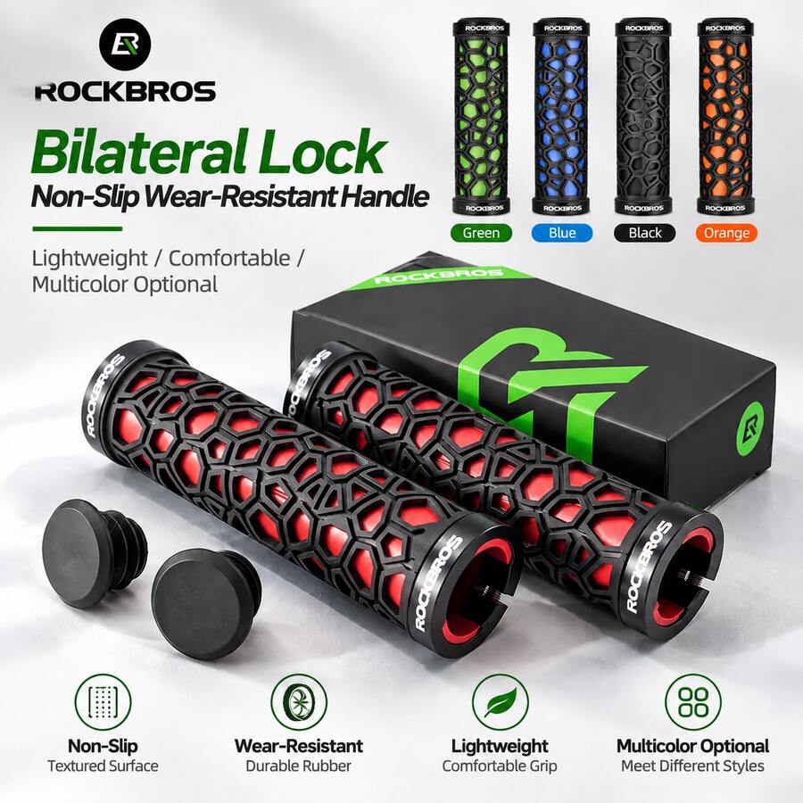 ROCKBROS 1pc Bicycle Rubber Handlebar Grips, Cycling Handlebar Covers, Lock-On Anti-Slip
