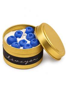 1pc Gold Tin Can Decorative Scented Candle, Berry Shaped Wax Design With Red Cherry And Strawberry Details, Bedroom Desk Aesthetic Home Decor, Cute Birthday Housewarming Gift For Her - Multiple Styles - View 8
