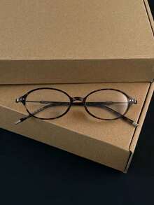 1 Pair High-Quality Women's Fashion Elegant Personalized Clear Tea Gray Oval Small Frame Glasses - Clear - View 6