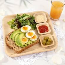 Palm Leaf Square Tableware Set Square Plates Suitable For Weddings, Banquets, Birthdays And Summer Parties Each Plate Has A Unique Texture - Multicolor - View 5