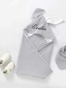 Handuk Mandi Bayi dengan Nama Kustom, Jubah Bayi Berkerudung Katun Murni Dua Lapis dari Kain Kasa, Kain Bedong Telinga Kelinci, Jubah Mandi Berkerudung untuk Bayi Laki-laki & Perempuan - MultiWarna - View 16