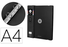 LIDERPAPEL ANTARTIK 4-Ring Binder 35mm Mixed A4 Foam Assorted Colors Suitable For Students, University Students, And Professionals. Guaranteed Quality - BLACK - View 1