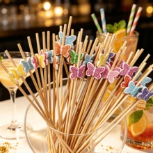 Multi-Color Butterfly Shaped Long Toothpicks, Fruit Picks, Cocktail Decoration Picks, Fresh And Cute, Suitable For Party Platters, Dessert Garnishing, Adding Color To Birthdays, Weddings, Parties, Christmas And More - Multicolor - View 7