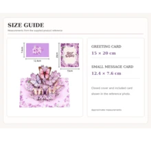 1pc Customized 3D Flower & Butterfly Greeting Card, Customizable Text Message, Purple Floral Pop-Up Card, Creative Paper Sculpture 3D Card, Foldable Blessing Card, With Envelope, Suitable For Birthday, Wedding, Anniversary, Thank You, Holiday Wishes And Daily Gifts - Multicolor - View 5
