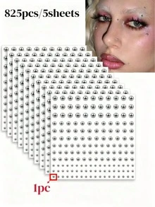 1650/825/165PCS Of 3-6mm Silver-Plated Acrylic Fake Nose Rings, Earrings, Stickers, Fake Eyebrows, Lip Rings, Non-Piercing Body Jewelry, Face Stickers, Holiday Gifts - Silver - View 11