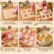 Bright 3/5/8pcs Stainless Steel Fruit Cutter Set With Plastic Press Handle, Pastoral Pink Mini Flower, Heart And Star Shaped Cookie Cutters, Suitable For Fruit, Vegetables, Bento Lunch And Home Baking - Multicolor - View 3