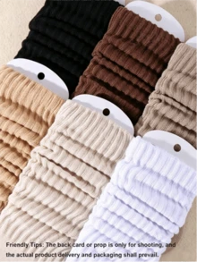 1/3/6 Pairs Women's Autumn/Winter Loose Knit Socks, Slouch Socks, Drawstring Socks, Mid-Calf Socks - Multicolor - View 3