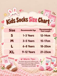 10Pairs RandomGirls Warm Crew Socks, High Elastic Stretch, Soft Cozy Warmth, Cute Bunny & Flower Patterns, Autumn Winter Socks For School & Daily Wear - Multicolor - View 6
