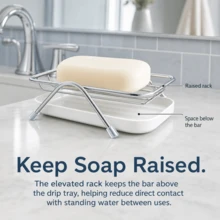 1pc/Stainless Steel Soap Dish, Soap Holder With Self-Draining Function, Includes Removable Drainage Tray; Suitable For Bathroom Or Kitchen Sink Metal Countertop Soap Holder. - Silver - View 7