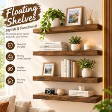 1pc Floating Wall Shelf, Wall Decor, Room Decor, Home Decor, Suitable For Bathroom, Living Room, Bedroom, Kitchen And Garage Wall Decor, Housewarming Gift, Suitable For Living Room, Bedroom, Kitchen And Bathroom And Other Multiple Scenes - View 1