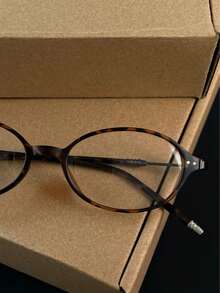 1 Pair High-Quality Women's Fashion Elegant Personalized Clear Tea Gray Oval Small Frame Glasses - Clear - View 7