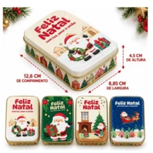 Kit 6 Latas Retangulares Natalinas Metal Doces Presentes - LATA RETANGULAR - Visão 2