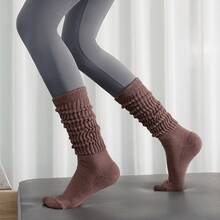 1/4/8 Pairs Women's Autumn/Winter Thick Warm Lining Knee-High Socks, Lamb Fleece Warm Fuzzy Mid-Calf Socks, Over-The-Knee Ribbed Loose Slouch Socks - Multicolor - View 4