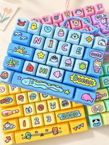 26-Key Minimalist Cartoon Stress-Relief Keyboard Toy, Fidget Keychain, Creative Tactile Click Toy, Satisfying Click Sensation, Portable Stress-Relief Button Toy, Bag Charm, Fun Gift, Clickable Stress Toy, Party Favor, Stress-Relief Desk Decoration - Multicolor - View 1