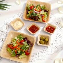 Palm Leaf Square Tableware Set Square Plates Suitable For Weddings, Banquets, Birthdays And Summer Parties Each Plate Has A Unique Texture - Multicolor - View 7