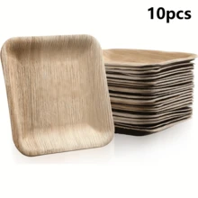 Palm Leaf Square Tableware Set Square Plates Suitable For Weddings, Banquets, Birthdays And Summer Parties Each Plate Has A Unique Texture - Multicolor - View 10