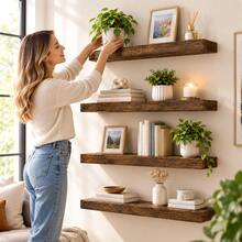 1pc Floating Wall Shelf, Wall Decor, Room Decor, Home Decor, Suitable For Bathroom, Living Room, Bedroom, Kitchen And Garage Wall Decor, Housewarming Gift, Suitable For Living Room, Bedroom, Kitchen And Bathroom And Other Multiple Scenes - View 2