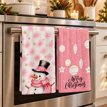 2pcs Christmas Kitchen Towels, Christmas Hanging Decor, Snowflake Star Letter Print Tea Towels, Suitable For Kitchen Bathroom Restroom Holiday Kitchen Decoration, Winter Home Decor, Christmas Gift Set - Multicolor - View 3