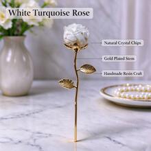 1pc Unisex Natural Stone Chips Rose Gold Plated Stem Handmade Resin Craft Elegant Table Centerpiece Home Decor For Valentine Christmas Thanksgiving Gift - Multicolor - View 12