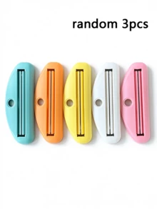 5/3/1pc Random Color Toothpaste Tube Squeezer, Plastic Material, Save Remaining Paste, For Bathroom, Skincare & Home Use, Portable With Hanging Holehome Decor,,Bathroom Accesssories,Bathroom Decor,Bathroom Essentials,Travel,Toothbrush Holder,Gift - Multi-color - View 10