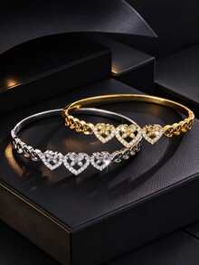 1pc Triple Heart Butterfly Design Bracelet, Niche Aesthetic Hand Accessory, Versatile Daily Wear - Bracelet - View 1