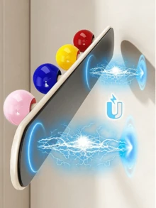 1pc Magnetic Colorful Ball-Tipped Hook Rack, Drill-Free Wall-Mounted Multi-Hook Organizer, Strong Magnetic Adhesive Hanger; Suitable For Handheld Items, Keys, Headphones, Cutlery Pouches, And Home Decor Storage. - Multicolor - View 8