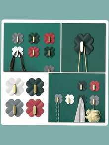 4pcs Multifunctional Clover-Shaped Hooks, Can Hang Clothes, Towels, Hats, Keychains, Decorative Hooks - Multicolor - View 5