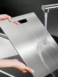 Stainless Steel Cutting Board, Double-Sided Stainless Steel Cutting Board, Suitable For Kitchen Cutting Meat, Vegetables And Fruits, Easy To Clean; Kitchen Helper - 1PC - View 3