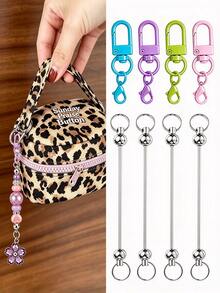 20pcs Dopamine Color Random Mixed Mini Lobster Clasp Beaded Stick Set, Keychain Key Ring Decoration, Suitable For Christmas Back To School Keychain Making Materials, Wallet Making, DIY Wallet Making - Colorful Door Catch - View 4