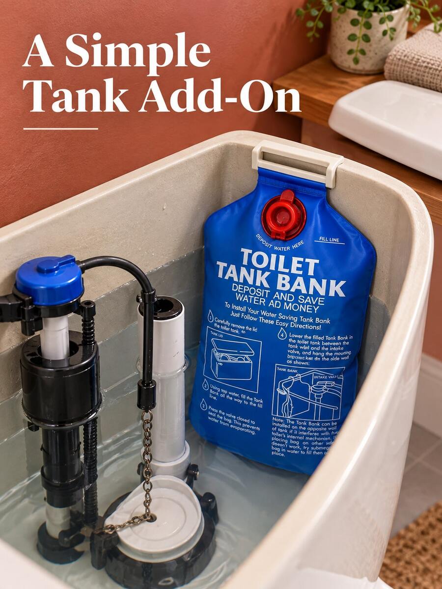 2pcs Toilet Tank Water Saver, Saves Approximately 95oz Of Water Per Flush, Effectively Reduces Toilet Water Usage - Multiple Styles - View 1