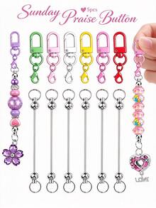 20pcs Dopamine Color Random Mixed Mini Lobster Clasp Beaded Stick Set, Keychain Key Ring Decoration, Suitable For Christmas Back To School Keychain Making Materials, Wallet Making, DIY Wallet Making - Colorful Door Catch - View 1