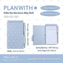 Metal Memo Pad Polka Dot Notebook With Ballpoint Pen Daily Planner, Suitable For Notebooks, Diaries, Planners, Back To School Season, School Opening Season - one-size - View 13