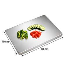 1pc Luxury 304 Stainless Steel Cutting Board, Durable & Mold-Resistant, Essential Kitchen Tool For Home Cooks And Cooking Enthusiasts, Suitable For Cutting Meat, Cheese, Bread, Vegetables And Fruits, Home Gift - Silver - View 14