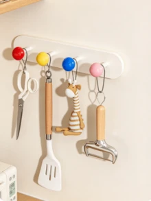 1pc Magnetic Colorful Ball-Tipped Hook Rack, Drill-Free Wall-Mounted Multi-Hook Organizer, Strong Magnetic Adhesive Hanger; Suitable For Handheld Items, Keys, Headphones, Cutlery Pouches, And Home Decor Storage. - Multicolor - View 6